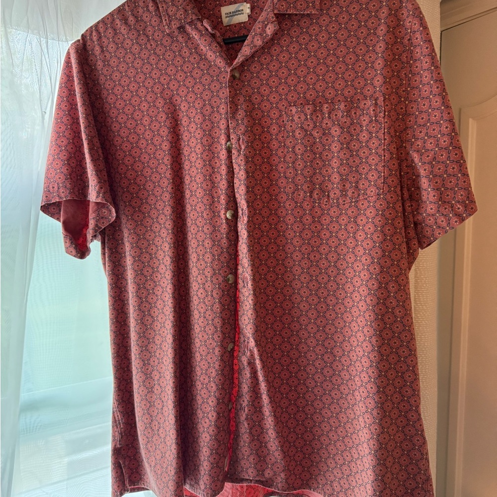 Fair Harbor Men's Red Geometric Button Down Shirt